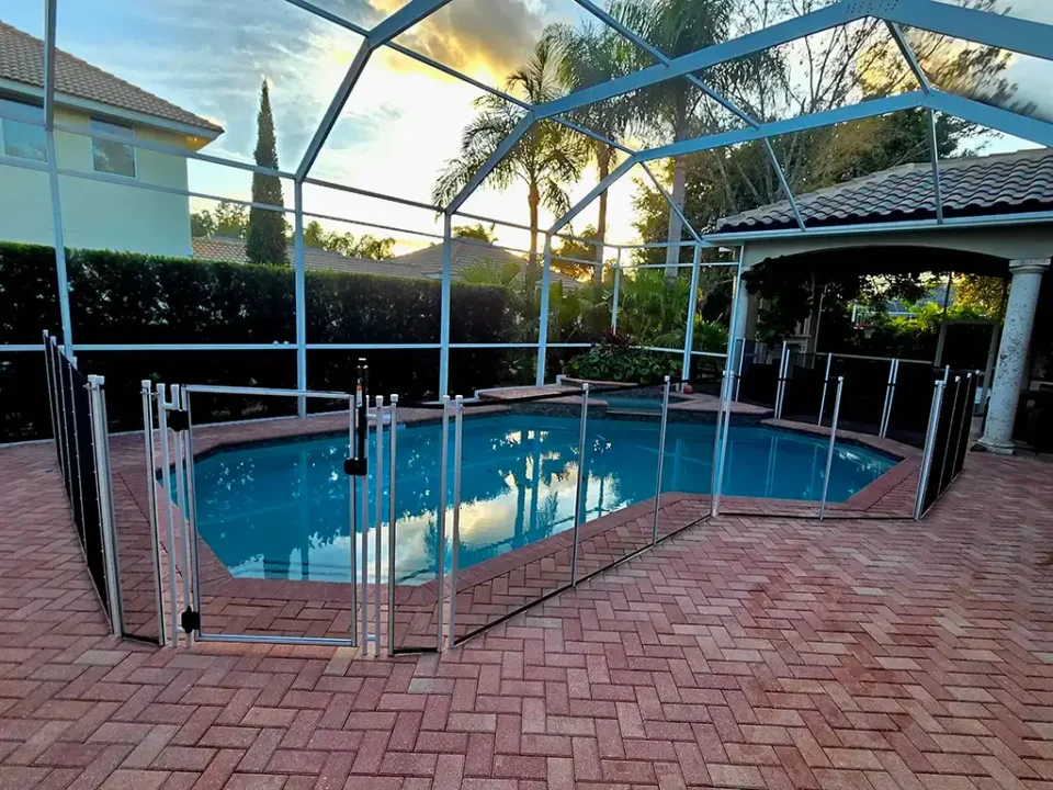 enclosed pool with safety fence