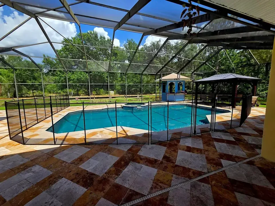 enclosed pool with safety fence